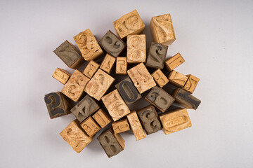 Number Wood Rubber Stamps. Vintage set
