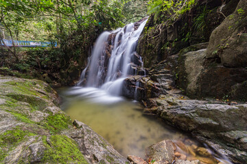 waterfalls found in tropical rainforest in Malaysia
