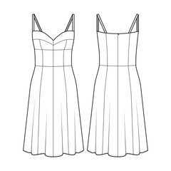 Fashion technical drawing of bustier dress