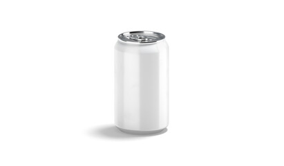 Blank white aluminum 330 ml soda can mockup, side view