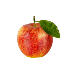 single red apple with green leaf
