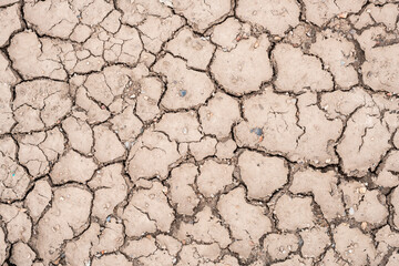 The ground is dry and crack appearance texture and pattern in the land.
