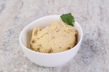 Traditional Jewish Hummus with olive oil