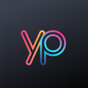 initial logo YP lowercase letter, colorful blue, orange and pink, linked outline rounded logo, modern and simple logo design.