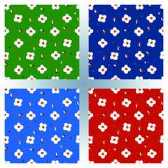 Floral seamless pattern. A pattern of white flowers and abstract drops. A modern minimalist style of watercolour flowers drawn with a brush. Create your own pattern by replacing the background color.