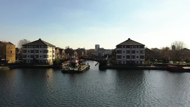 AMAZING VIEW OF A RESIDENCIAL COMUNITY OVER WATER AT SUN DOWN