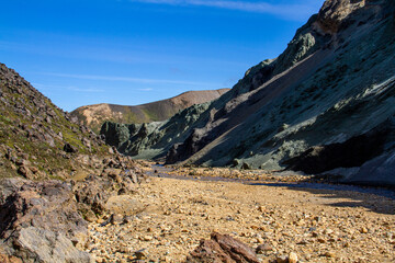 River valley in Landmannalaugar, Fjallabak Nature Reserve, Iceland, Europe