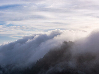 Fototapeta na wymiar mountain covered with fog.