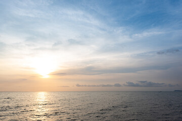 Fototapeta na wymiar Sunset time and sea skyline in Trat province, Thailand.