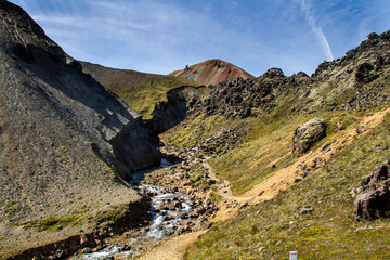 Hiking landscape in Landmannalaugar, Fjallabak Nature Reserve, Iceland, Europe