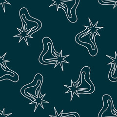 Vector space seamless pattern with stars. Repeated texture with cosmic elements. Design for kids fabric and wrapping paper