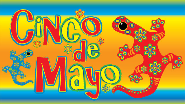 ColorfulCinco de Mayo Banner with lizard 
