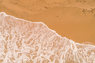 Aerial view sea wave beach sanndy copy space