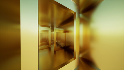 golden rectangle abstract  background, 3d rendering