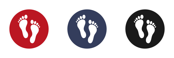 Set of web icons for feet flat design red, blue, black