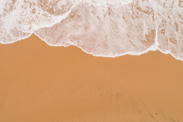 Aerial view sea wave beach sanndy copy space