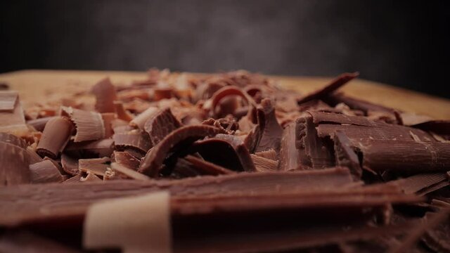 Macro shot over chocolate flakes - studio photography