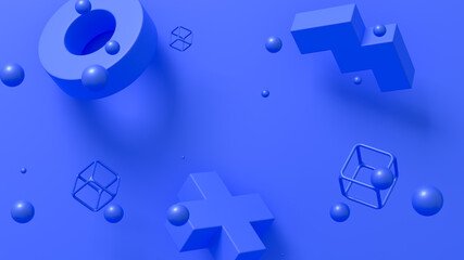 3d render of abstract geometric form or shapes, clean and simple graphic composition.