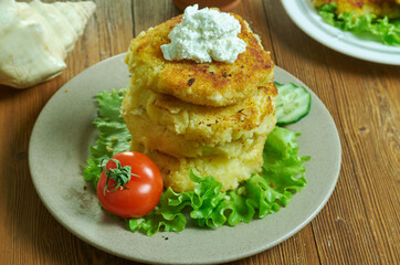 Cheesy Mashed Potato Pancakes
