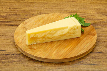 Hard parmesan cheese served basil