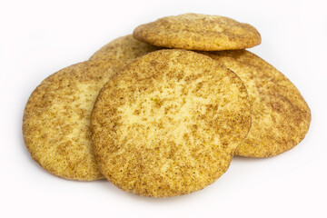 heap of snickerdoodle cookies with sugar and cinnamon