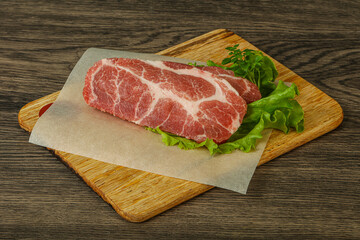 Raw pork meat neck steack