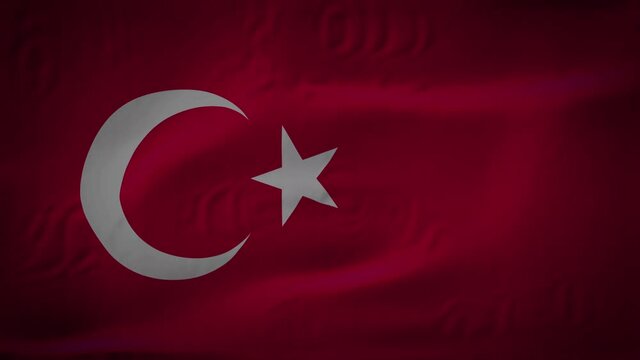 Turkish Flag is Waving Slowly in Full Screen 4K Resolution