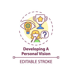Developing a personal vision concept icon. Positive attitude for future goals. Self development idea thin line illustration. Vector isolated outline RGB color drawing. Editable stroke