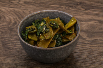 Vagan cuisine with roasted green bean