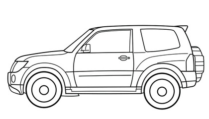 suv car modern off-road, sport utility crossover vector doodle illustration