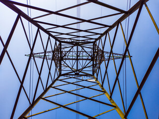 Electricity trellis viewed from below