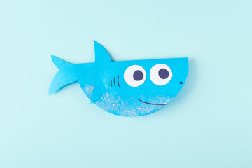 DIY and kids creativity. Step by step instruction: how to make shark from paper. Step10 finished...