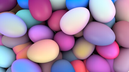 Render de huevo de pascua coloridos. Fondo tridimensional de huevos de pascua. Diseño 3d para semana santa. Tradición