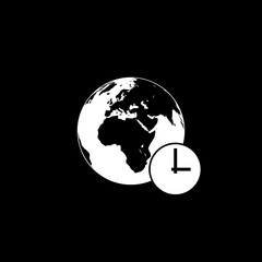 World time clock icon isolated on dark background