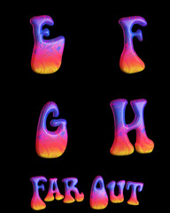 Psychedelic Alpahabet - 3D illustration