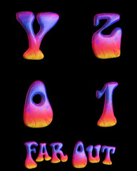 Psychedelic Alpahabet - 3D illustration