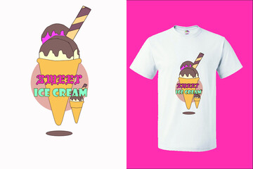ice cream cone with chocolate t shirt design