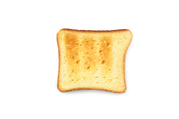 Single toast isolated on white background. Top view.
