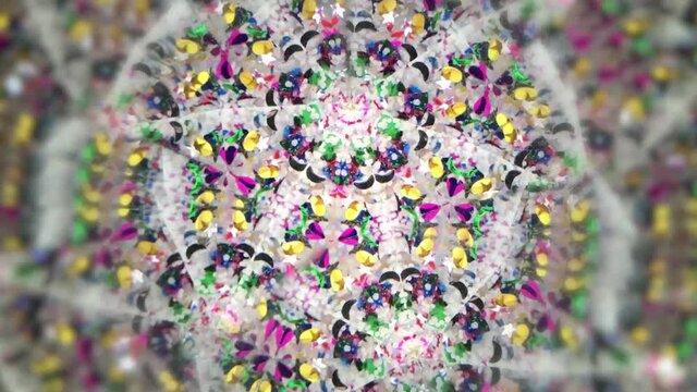 Moving kaleidoscope forms abstract patterns