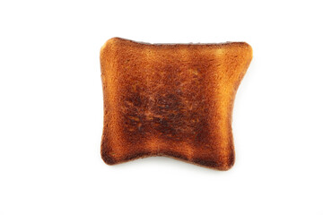 Burnt toast bread isolated on white background