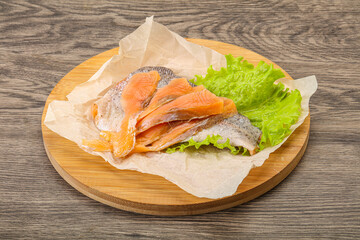 Sliced natural wild trout fillet