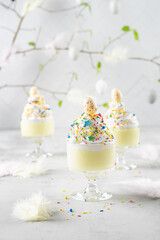 easter cake and eggs.  Danish lemon mousse 