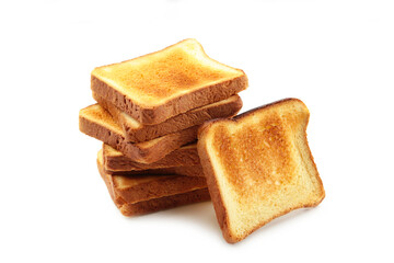 Sliced toast bread isolated on white background, top view.
