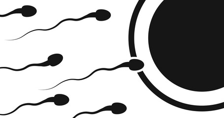 Sperm vector icon, Vector background sperm that runs towards the egg, Competition concept.