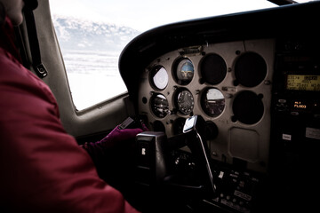 Flight instruments cockpit plane alaska aviator plane plane meters of a bushplane in alaska taken in an old school plane that is quite modern dashboard