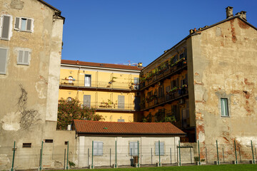 Fototapeta na wymiar Old buildings at Biblioteca degli Alberi in Milan, Italy