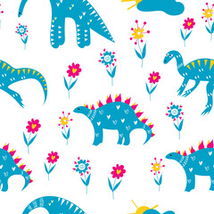 Dinosaurs seamless pattern. Dinosaurs digital paper. Dinosaurs pattern for apparel, textile, fabric, wrapping
