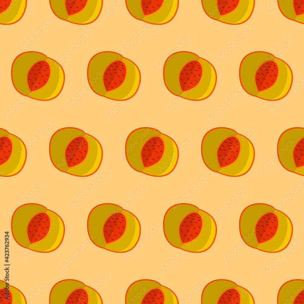 Poster Peach Pattern. Peach Pattern. Seamless Peach Wallpaper. Vector Pattern. Seamless Peach Pattern.
