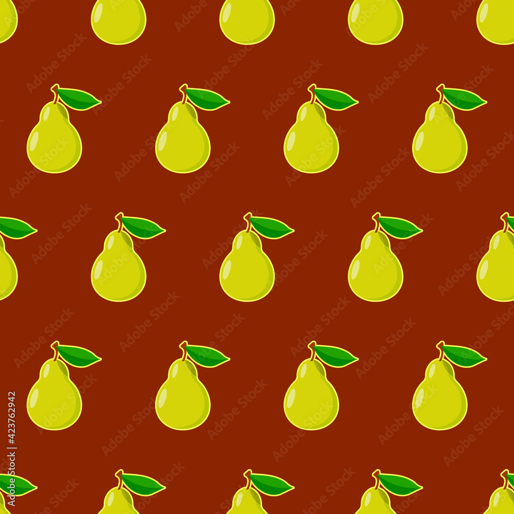 Aufkleber Pear Pattern. Brown Pear Pattern. Seamless Pear  Wallpaper. Vector Pattern. Brown Seamless Pear Pattern.