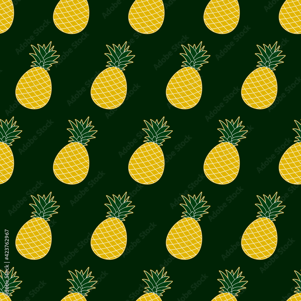 Poster pineapple pattern. green pineapple pattern. seamless pineapple wallpaper. vector pattern. green seam